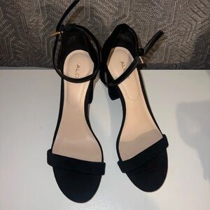 ALDO Black Ankle-Strap Block Heel Sandals